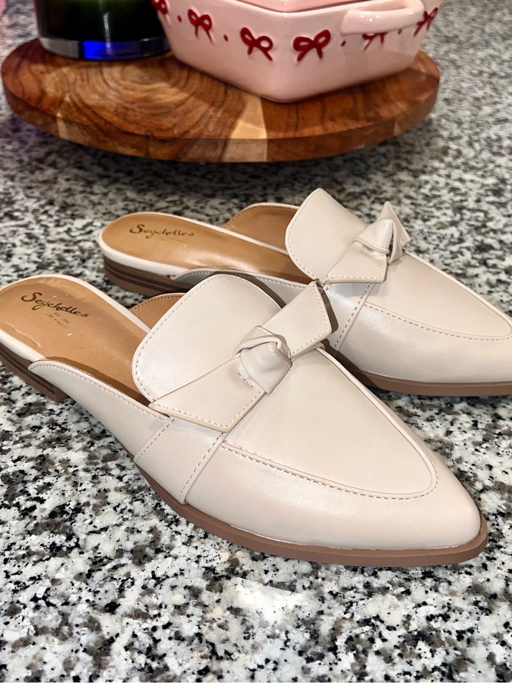 Seychelles Cream Knot-Trim Slip-On Mules
